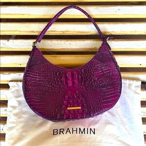 NWOT Brahmin Bekka Purple Potion Melbourne Croc-Embossed Shoulder Bag